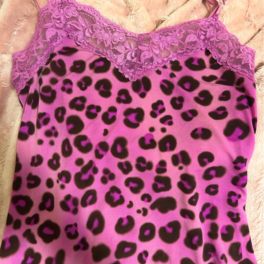 y2k cheetah print purple tank top